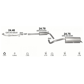 Резонатор Polmostrow (24.78) - (Seat Ibiza / Skoda FAbia / Volkswagen POLO 1.4) (852478)