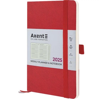 Еженедельник датирован 2025 Axent Partner Soft Skin 125x195 мм 192 страницы красный (8509-25-06-A)