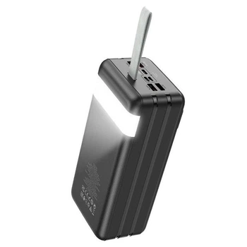 УМБ Павербанк 60000 mAh 22.5W із швидкою зарядкою та ліхтариком HOCO J86B Портативний зарядний пристрій Зовнішній акумулятор Чорний