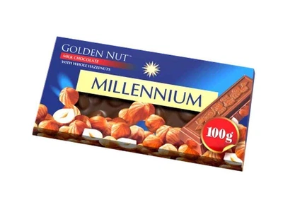 Шоколад MILLENNIUM 100г Gold з цілим горіхом молочний NEW шб