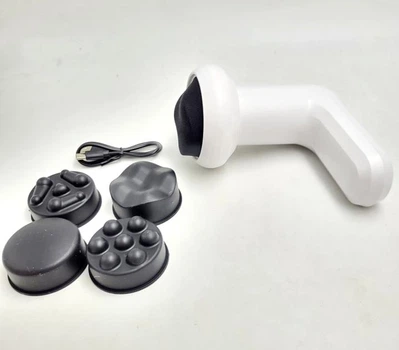 Вибромассажер аккумуляторный антицеллюлитный Deep Rolling Massager UKC массажер для мышц тела 4 насадки 6 скоростей белый NWM-211-White