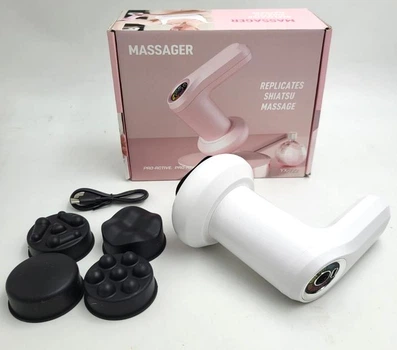Массажер антицеллюлитный аккумуляторный Deep Rolling Massager UKC вибромассажер для мышц тела 4 насадки 6 скоростей белый NM2011-White