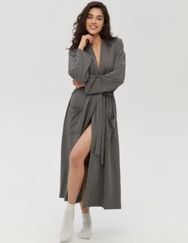 Халат женский из тенсела и хлопка Lotus Home. Affi antrasit-L/XL