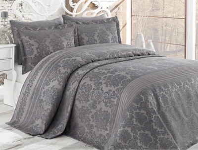 Жаккардовое покрывало с наволочками Dantela Vita. Simay antrasit-260х260+50х70 (2 шт.)