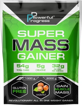 Гейнер для набора массы Powerful Progress Super Mass Gainer 2 кг Лесной орех (4820241840588)