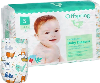 Подгузники Offspring Meow The Cat Размер S 3-6 кг 48 шт (9355465008407)