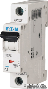 Автоматичний вимикач Eaton PL6-C10/1 1Р 10 А тип С (286531)