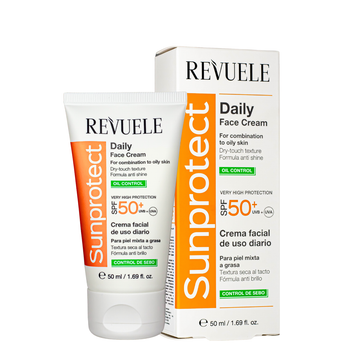 Сонцезахисний крем для обличчя SPF 50+ для жирної шкіри Revuele UVA/UVB 50 мл