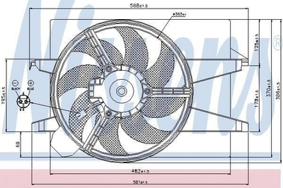 Вентилятор охлаждения двигателя NISSENS 85583 Ford Fusion, Fiesta 1310446, 1343764, 1364707