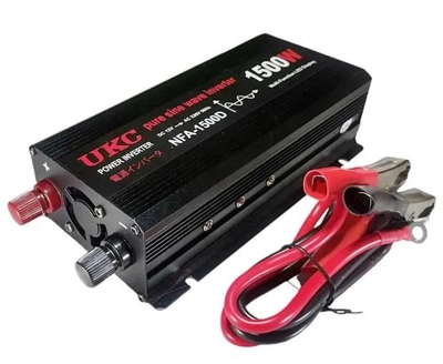 Инвертор для автомобильных аккумуляторов UKC 12V 220V 1500W Преобразователь напряжения, Чистая синусоида