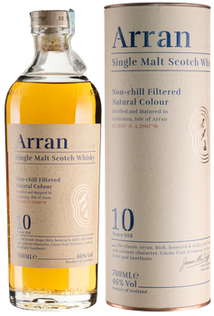Віскі Arran 10 yo 0.7 л 46% у тубусі (5060044480638)
