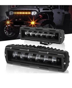 Додаткова світлодіодна LED лід міні/mini фара 60W на 6 лінз із чіткою СТГ білий + жовтий колір (2шт)