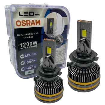 Автомобильные светодиодные LED лампы в фару головного света OSRAM H7 9-32V 6000K 1200W 120000L