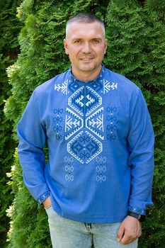Чоловіча вишиванка Карпати 3XL Синя (470107193-017)