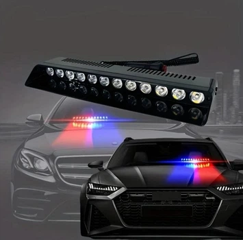 Стробоскоп мигалка красно-синяя под лобовое стекло led S12 12V в прикуриватель