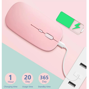 Безпроводная аккумуляторная мышка Dual-mode mouse 2.4 ГГц+Вluetooth 5.0 Розовая