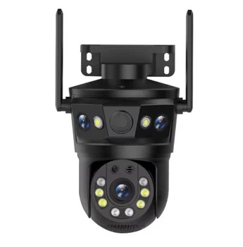 Уличная WiFi IP камера P6S 12Мп 3 объектива Zoom 10-кратный черная