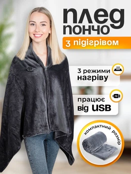 Плед с подогревом электроодеяло от Powerbank SmartUs 8899 электрическая накидка пончо для согревания 150х85 см теплое одеяло от зарядного устройства USB