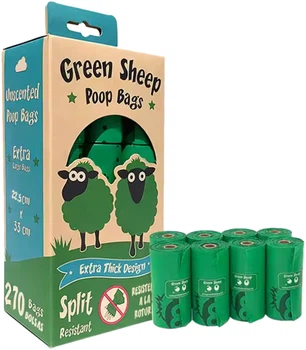Упаковка пакетів для прибирання за тваринами Green Sheep біорозкладні 15х18 шт Зелені (6972437730048)