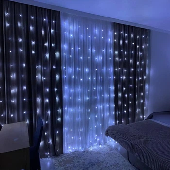 Светодиодная гирлянда-штора Crown 304 LED 3х3 м 220В Холодный Белый (WLS-CT-220V-C)