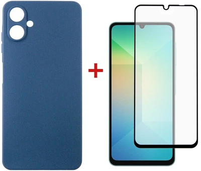 Комплект чехол для смартфона + стекло DENGOS Carbon для Samsung Galaxy A06 Blue (DG-KM-114)