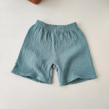 Детские шорты муслиновые однотонные, Синий, 120 см, 4-5 лет
