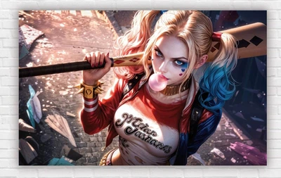 Бумажный плакат "Харли Квинн/Harley Quinn, АРТ" 120х75см