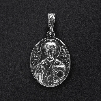 Срібна ладанка Святий Миколай (3060black)