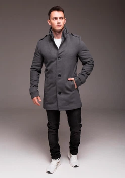 Пальто кашемировое R.A. Shoulder Straps Gray M серое 1679-M