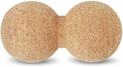 Мяч массажный пробковый DuoBall Cork 16х8 см для самомассажа спины, йоги, фитнеса (FI-1113)
