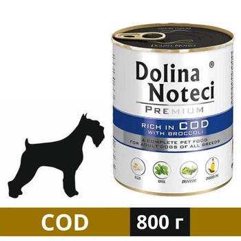 Влажный корм Dolina Noteci Premium для собак с треской и брокколи 800 г (5902921300250)