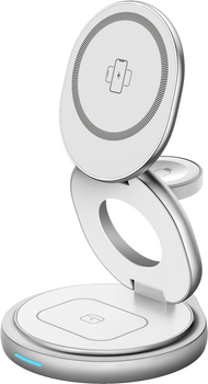 Бездротовий зарядний пристрій Gelius Foldy 3 в 1 15 Вт GP-WC011 White (2099900993671)