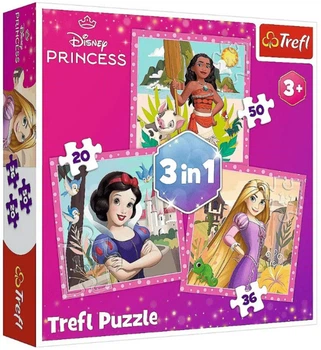 Пазли Trefl 3 в 1 - Принцеси Діснея. Чарівні, як квіти / Disney Princess / 106 елементів (34875)