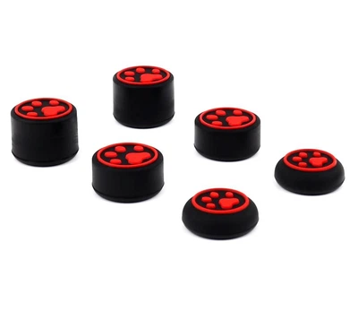Силиконовые накладки на стики Paws 6в1 Black/Red для геймпадов геймпадов Sony DualSense PS5 / DualShock PS4 / Xbox Series|One / Pro Controller [455862789]