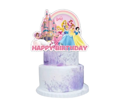 Картонний топпер Happy Birthday Принцеси 12*15см.