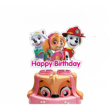 Картонний топпер Happy Birthday Щенячий патруль СКАЙ 12*15см.