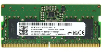 Модуль памяти Micron DDR5 8GB 5600 MHz SODIMM (MTC4C10163S1SC56BD1) Б/у