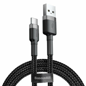 Кабель 1м. USB to Type-C 3A Cafule, Black-Gray Baseus для зарядки и передачи данных (CATKLF-BG1)