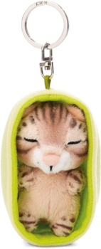 Брелок Nici Green Sleeping Pets плюшевий бенгальський кіт 8 см Коричневий + кошик Зелений (4012390499872)