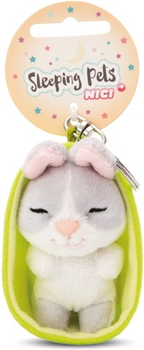 Brelok Nici Green Sleeping Pets pluszowy królik Szary 8 cm + koszyk Zielony (4012390499827)