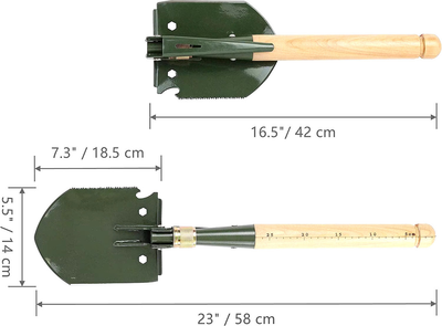 Складная саперная лопата 8 в 1 с деревянной ручкой 58 см KT6008302