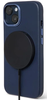 Противоударный кожаный чехол Decoded Leather Case with MagSafe для Iphone 13 (6.1") Matt Navy Blue