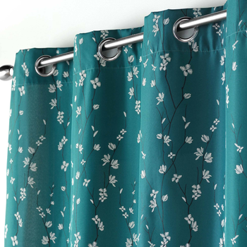 Штора Douceur d'intérieur Sakura на люверсах цветочный узор Морская волна 140 x 260 см (3574386120012)