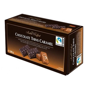 Шоколадные конфеты Maitre Truffout Chocolate Thins Caramel черный шоколад карамельная начинка 200 г