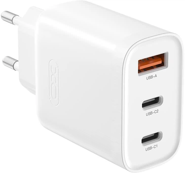 Мережевий зарядний пристрій XO L117 PD45W QC18W USB-A 2 USB-C White (L117.white)