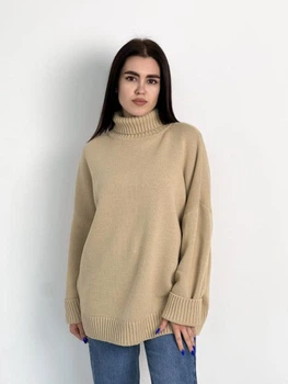 Свитер вязаный оверсайз женский ARTKNIT Sofia One Size Бежевый (4823093466654)