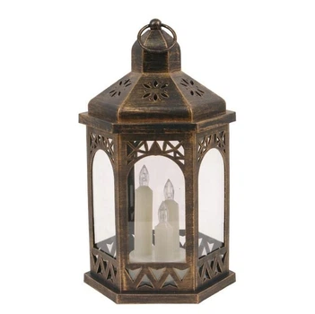 Подсвечник-фонарь Flora с 3-мя свечами LED черный с золотом 45470