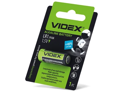 Батарейка щелочная LR1 1шт BLISTER Videx