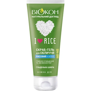 Рисовий скраб-гель для обличчя з екстрактом алое вера Біокон I Love Rice 90 мл