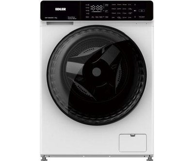 Пральна машина Edler EWF7208SWDD, White, 7кг, фронтальна, 16 програм, 1200 об/хв, чорний люк, інвертор, прямий привід LG, сенсорний дисплей, підсвітка баку, пара, комбіноване керування, барабан «Snowflake», функція Smart Wash, A+++, 85x59.5x60см
